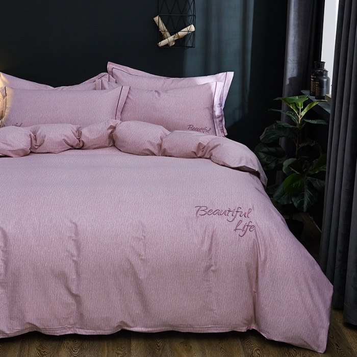 91家纺网 家纺一手货源 找家纺 雲归梦 北欧简约全棉绣花四件套 圣托里尼-浅咖