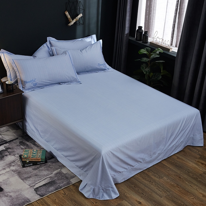 91家纺网 家纺一手货源 找家纺 雲归梦 北欧简约全棉绣花四件套 圣托里尼-水蓝