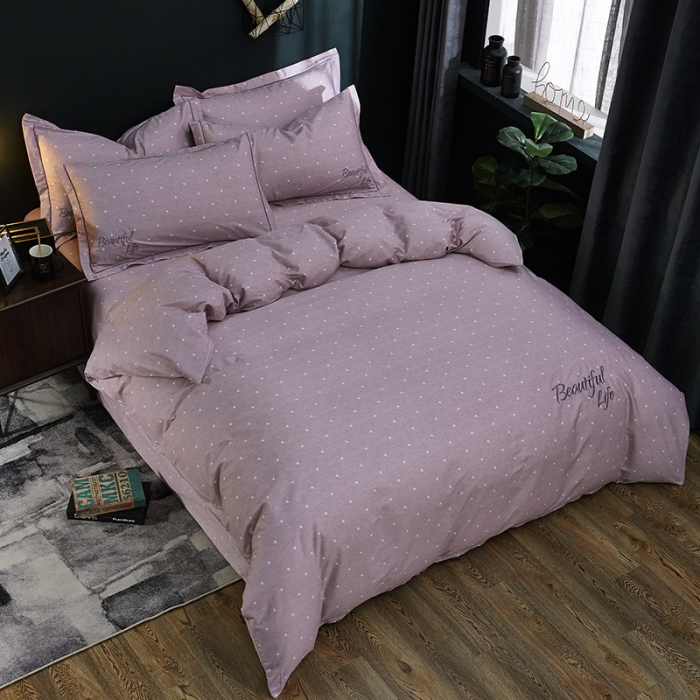 91家纺网 家纺一手货源 找家纺 雲归梦 北欧简约全棉绣花四件套 圣托里尼-星灰