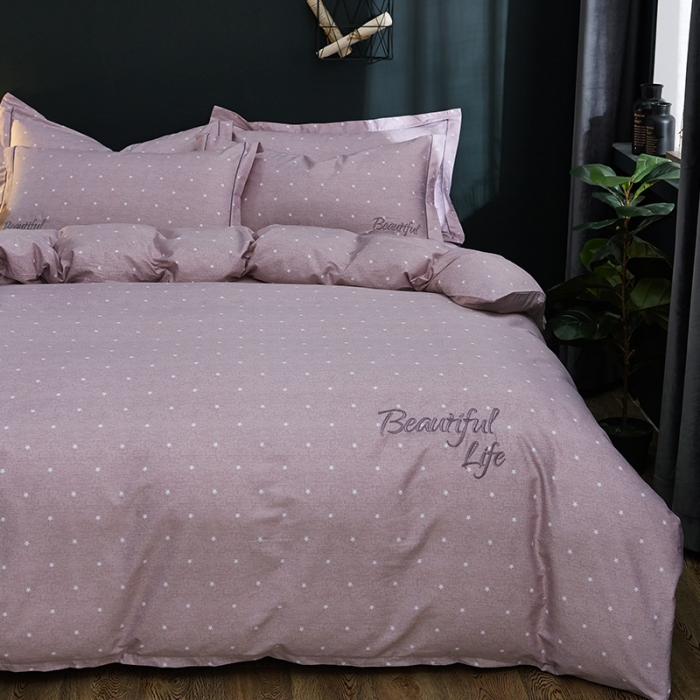 91家纺网 家纺一手货源 找家纺 雲归梦 北欧简约全棉绣花四件套 圣托里尼-星灰