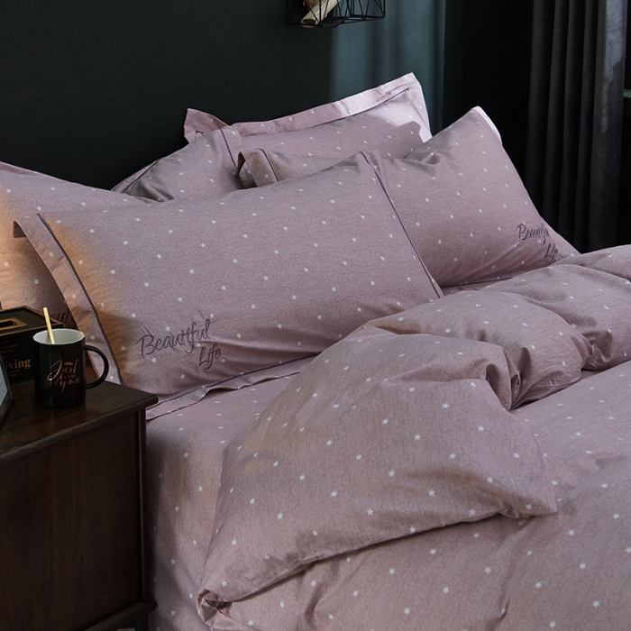 91家纺网 家纺一手货源 找家纺 雲归梦 北欧简约全棉绣花四件套 圣托里尼-星灰