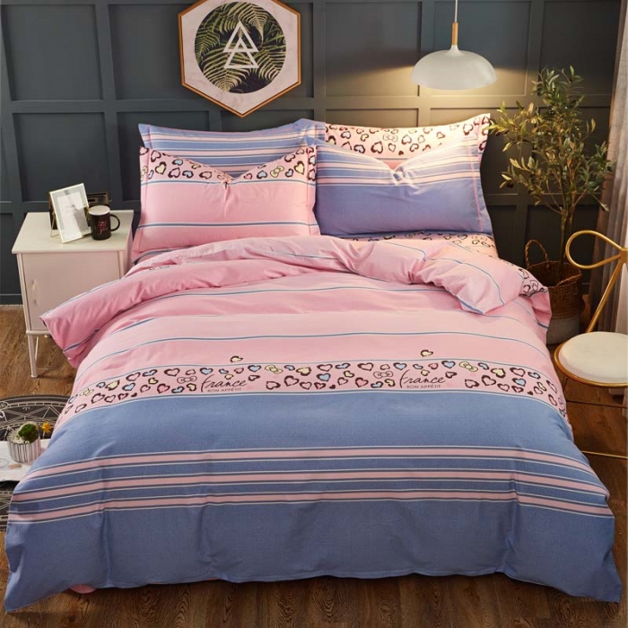 91家纺网 家纺一手货源 找家纺 雲归梦 2019新款多规格全棉加厚生态磨毛四件套 爱心豹纹