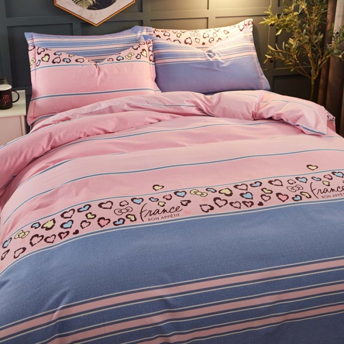 91家纺网 家纺一手货源 找家纺 雲归梦 2019新款多规格全棉加厚生态磨毛四件套 爱心豹纹