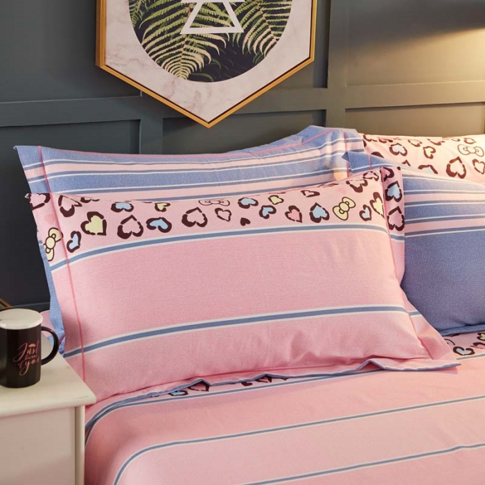 91家纺网 家纺一手货源 找家纺 雲归梦 2019新款多规格全棉加厚生态磨毛四件套 爱心豹纹