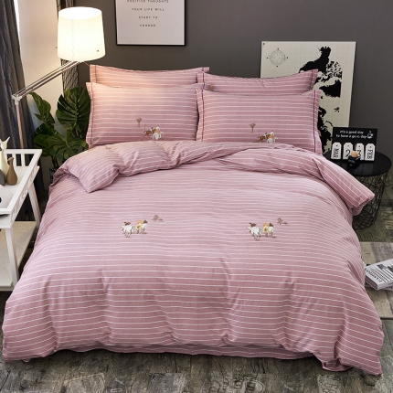 雲归梦 2019新款多规格全棉加厚生态磨毛四件套 布雷西亚-粉