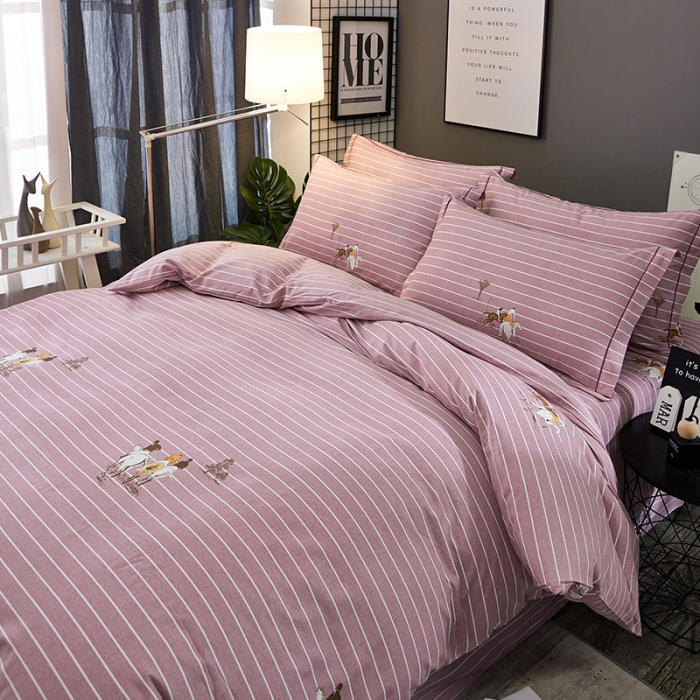 91家纺网 家纺一手货源 找家纺 雲归梦 2019新款多规格全棉加厚生态磨毛四件套 布雷西亚-粉