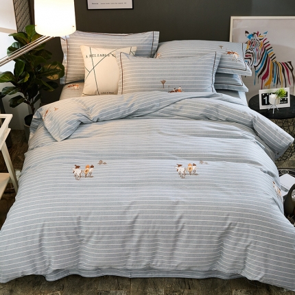 雲归梦 2019新款多规格全棉加厚生态磨毛四件套 布雷西亚-灰