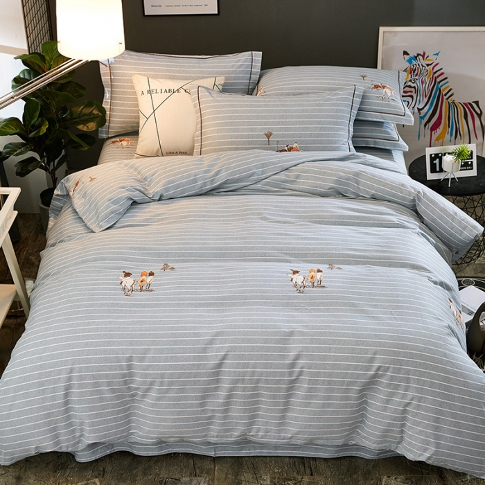 91家纺网 家纺一手货源 找家纺 雲归梦 2019新款多规格全棉加厚生态磨毛四件套 布雷西亚-灰