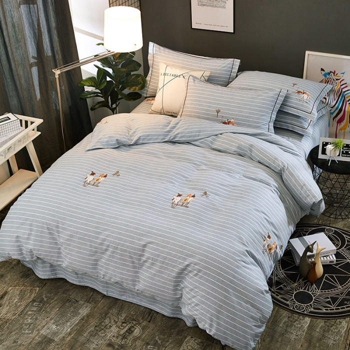 91家纺网 家纺一手货源 找家纺 雲归梦 2019新款多规格全棉加厚生态磨毛四件套 布雷西亚-灰