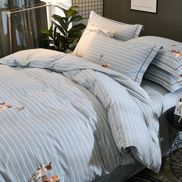 91家纺网 家纺一手货源 找家纺 雲归梦 2019新款多规格全棉加厚生态磨毛四件套 布雷西亚-灰