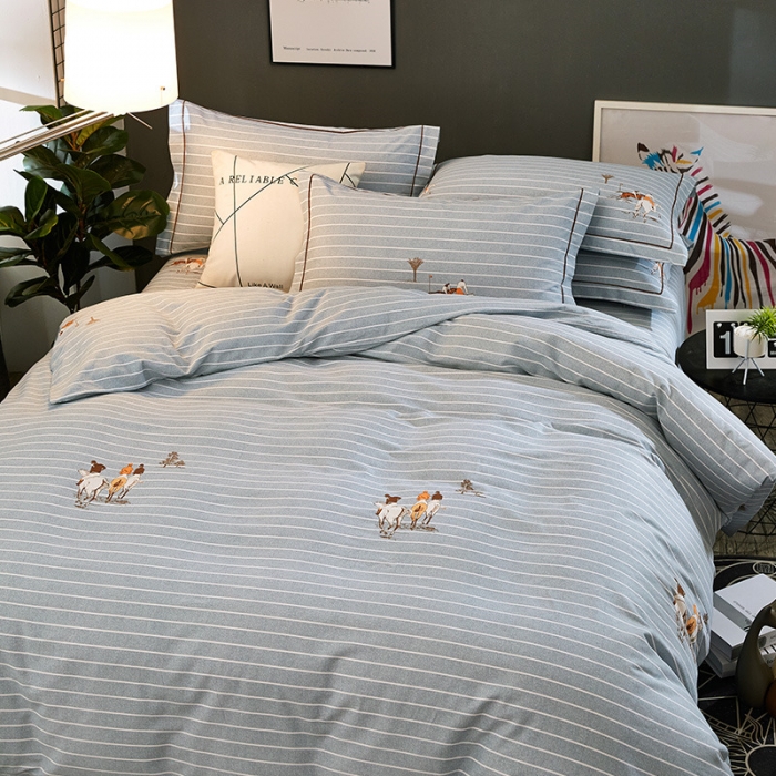 91家纺网 家纺一手货源 找家纺 雲归梦 2019新款多规格全棉加厚生态磨毛四件套 布雷西亚-灰