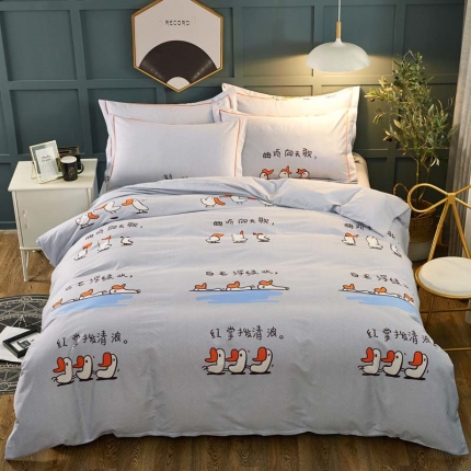 雲归梦 2019新款多规格全棉加厚生态磨毛四件套 鹅鹅鹅