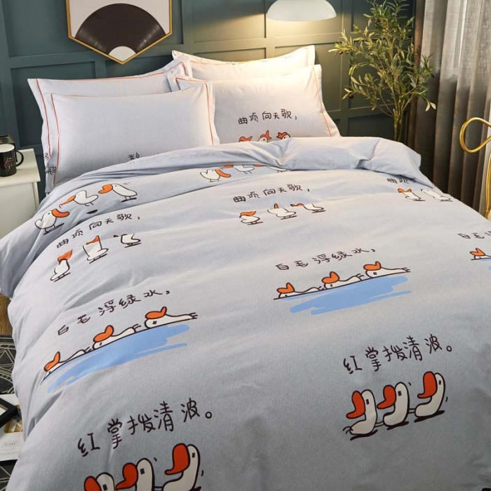 91家纺网 家纺一手货源 找家纺 雲归梦 2019新款多规格全棉加厚生态磨毛四件套 鹅鹅鹅