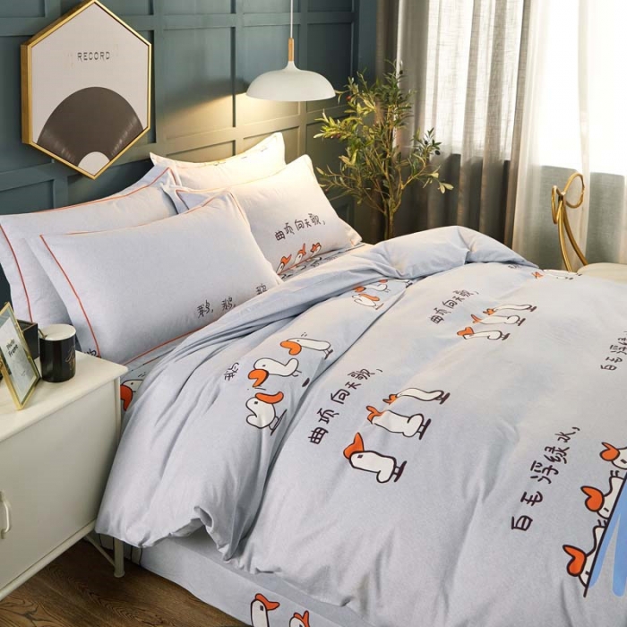 91家纺网 家纺一手货源 找家纺 雲归梦 2019新款多规格全棉加厚生态磨毛四件套 鹅鹅鹅