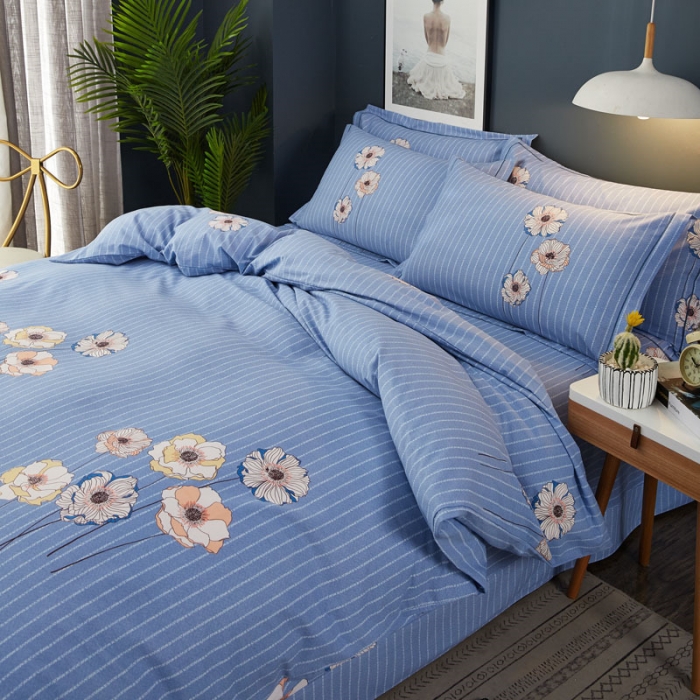 91家纺网 家纺一手货源 找家纺 雲归梦 2019新款多规格全棉加厚生态磨毛四件套 花半里