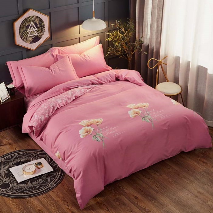 91家纺网 家纺一手货源 找家纺 雲归梦 2019新款多规格全棉加厚生态磨毛四件套 花开半夏-红