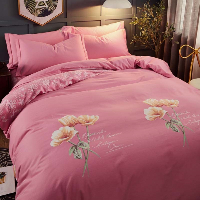 91家纺网 家纺一手货源 找家纺 雲归梦 2019新款多规格全棉加厚生态磨毛四件套 花开半夏-红