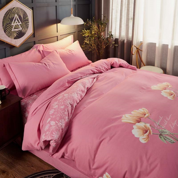 91家纺网 家纺一手货源 找家纺 雲归梦 2019新款多规格全棉加厚生态磨毛四件套 花开半夏-红