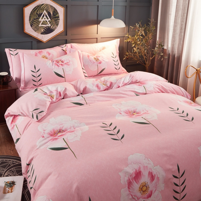 91家纺网 家纺一手货源 找家纺 雲归梦 2019新款多规格全棉加厚生态磨毛四件套 花梦传奇-粉