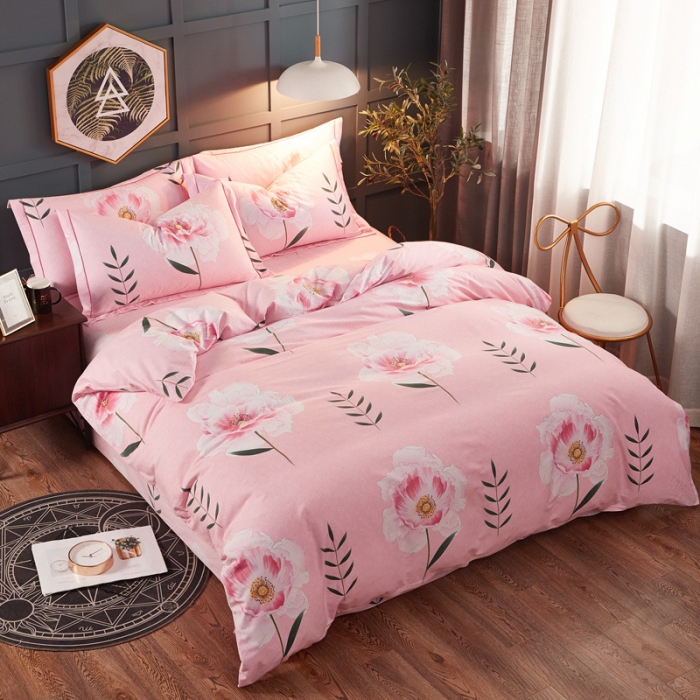 91家纺网 家纺一手货源 找家纺 雲归梦 2019新款多规格全棉加厚生态磨毛四件套 花梦传奇-粉