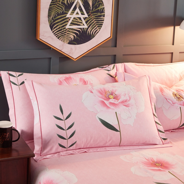 91家纺网 家纺一手货源 找家纺 雲归梦 2019新款多规格全棉加厚生态磨毛四件套 花梦传奇-粉