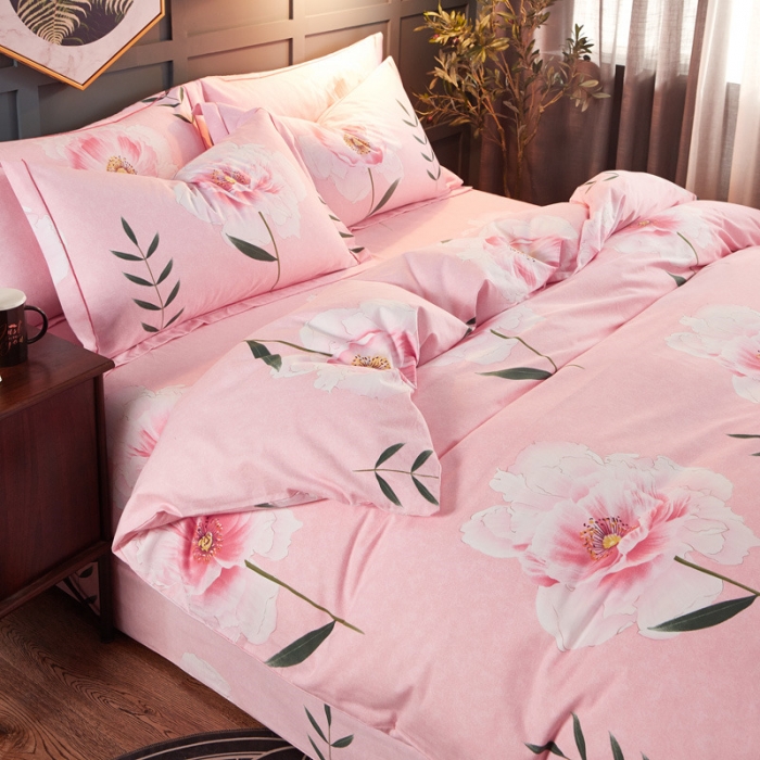 91家纺网 家纺一手货源 找家纺 雲归梦 2019新款多规格全棉加厚生态磨毛四件套 花梦传奇-粉