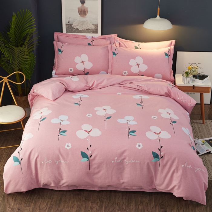 91家纺网 家纺一手货源 找家纺 雲归梦 2019新款多规格全棉加厚生态磨毛四件套花恬记忆-粉