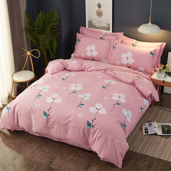 91家纺网 家纺一手货源 找家纺 雲归梦 2019新款多规格全棉加厚生态磨毛四件套花恬记忆-粉