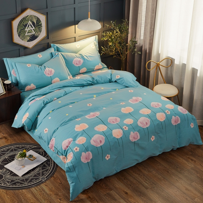 91家纺网 家纺一手货源 找家纺 雲归梦 2019新款多规格全棉加厚生态磨毛四件套 花枝若素-绿