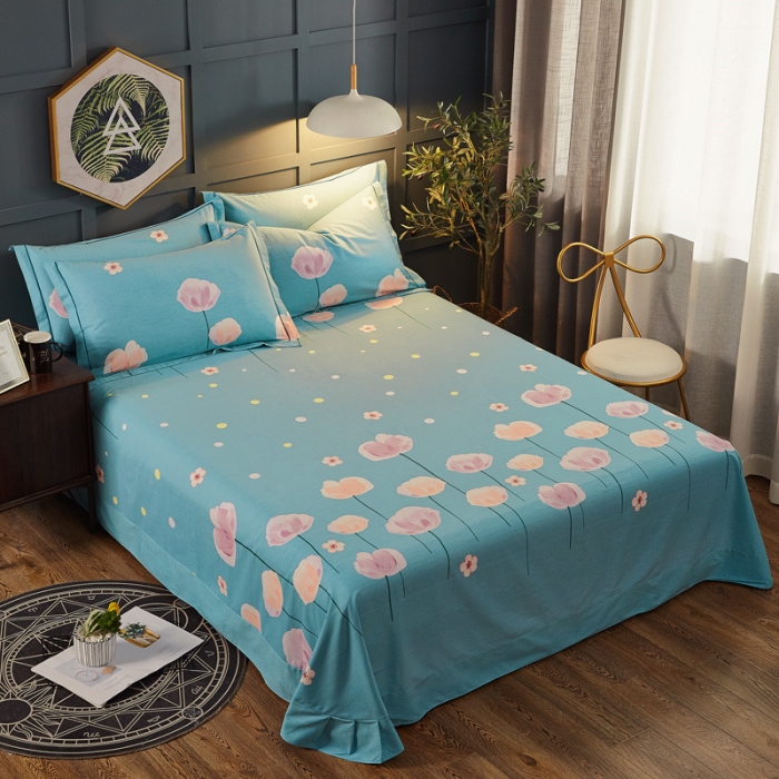 91家纺网 家纺一手货源 找家纺 雲归梦 2019新款多规格全棉加厚生态磨毛四件套 花枝若素-绿