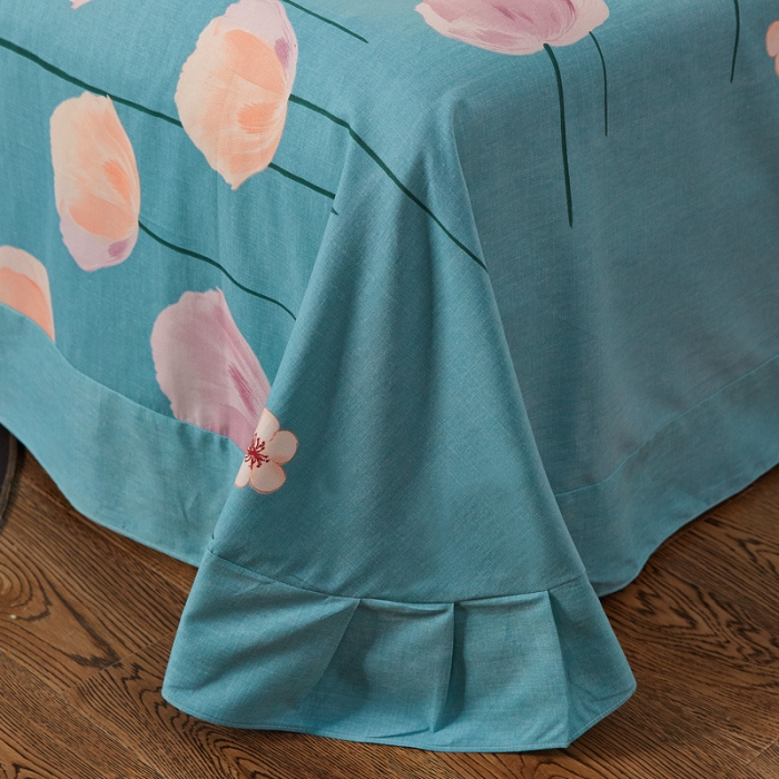 91家纺网 家纺一手货源 找家纺 雲归梦 2019新款多规格全棉加厚生态磨毛四件套 花枝若素-绿