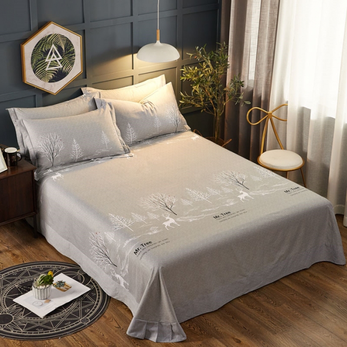 91家纺网 家纺一手货源 找家纺 雲归梦 2019新款多规格全棉加厚生态磨毛四件套 漫森-灰