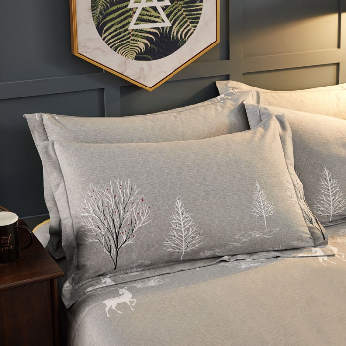 91家纺网 家纺一手货源 找家纺 雲归梦 2019新款多规格全棉加厚生态磨毛四件套 漫森-灰