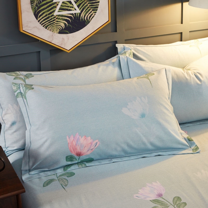 91家纺网 家纺一手货源 找家纺 雲归梦 2019新款多规格全棉加厚生态磨毛四件套 梦幻花语-绿