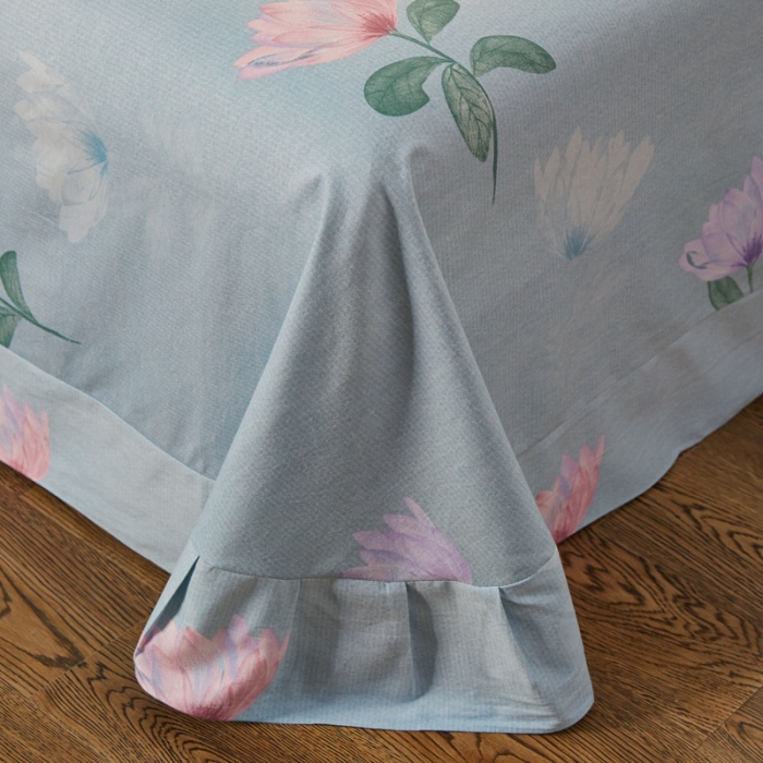 91家纺网 家纺一手货源 找家纺 雲归梦 2019新款多规格全棉加厚生态磨毛四件套 梦幻花语-绿