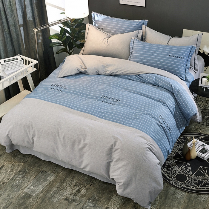 91家纺网 家纺一手货源 找家纺 雲归梦 2019新款多规格全棉加厚生态磨毛四件套 摩登城市-蓝