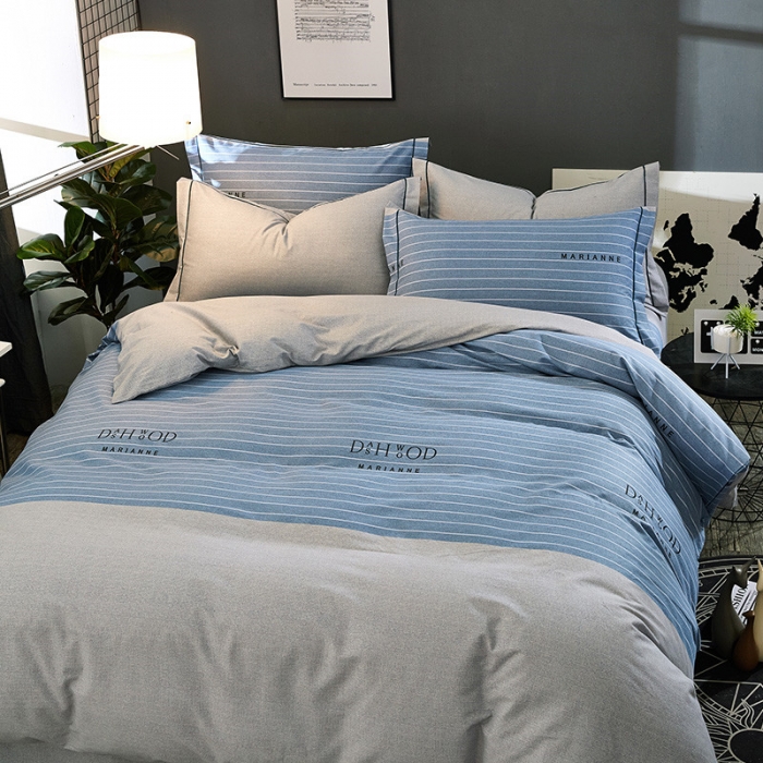 91家纺网 家纺一手货源 找家纺 雲归梦 2019新款多规格全棉加厚生态磨毛四件套 摩登城市-蓝