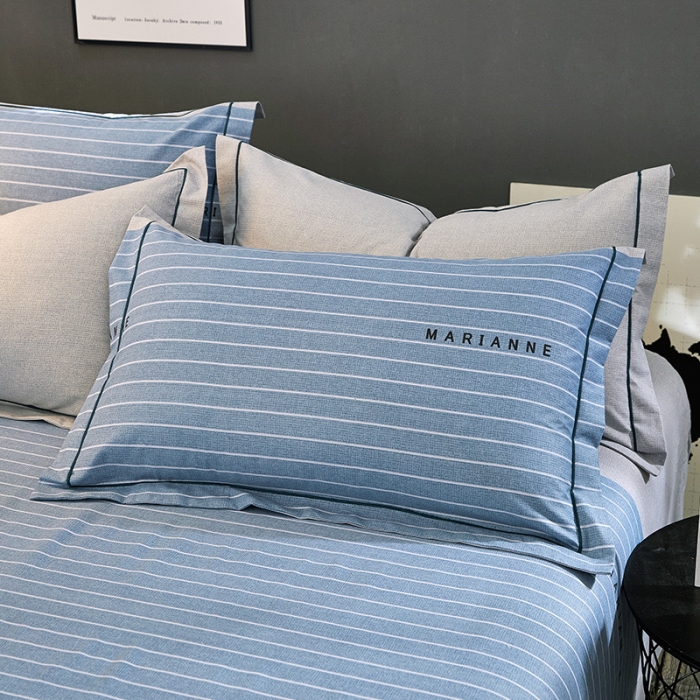 91家纺网 家纺一手货源 找家纺 雲归梦 2019新款多规格全棉加厚生态磨毛四件套 摩登城市-蓝