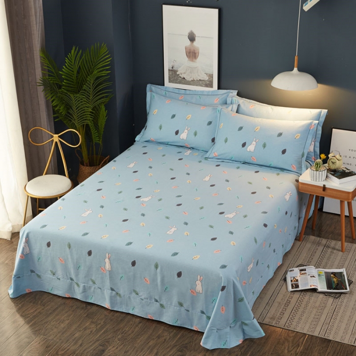 91家纺网 家纺一手货源 找家纺 雲归梦 2019新款多规格全棉加厚生态磨毛四件套千叶寻梦-蓝