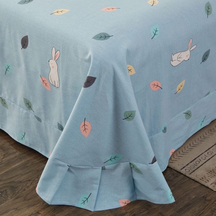 91家纺网 家纺一手货源 找家纺 雲归梦 2019新款多规格全棉加厚生态磨毛四件套千叶寻梦-蓝