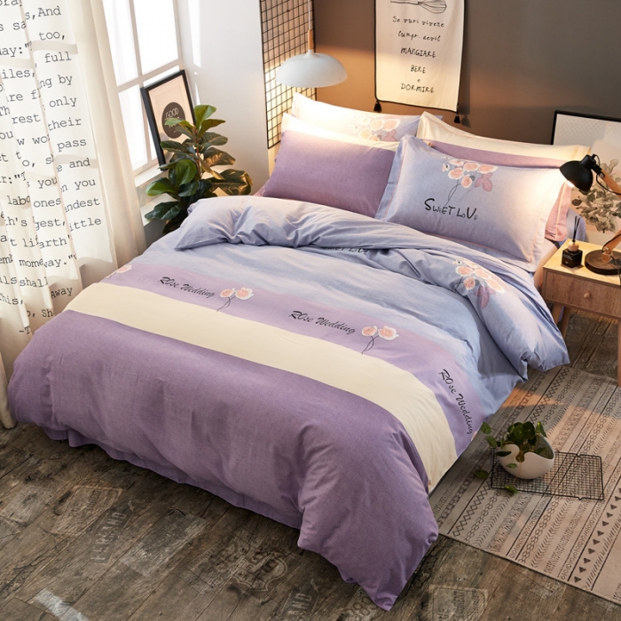 91家纺网 家纺一手货源 找家纺 雲归梦 2019新款多规格全棉加厚生态磨毛四件套 倾心玫瑰