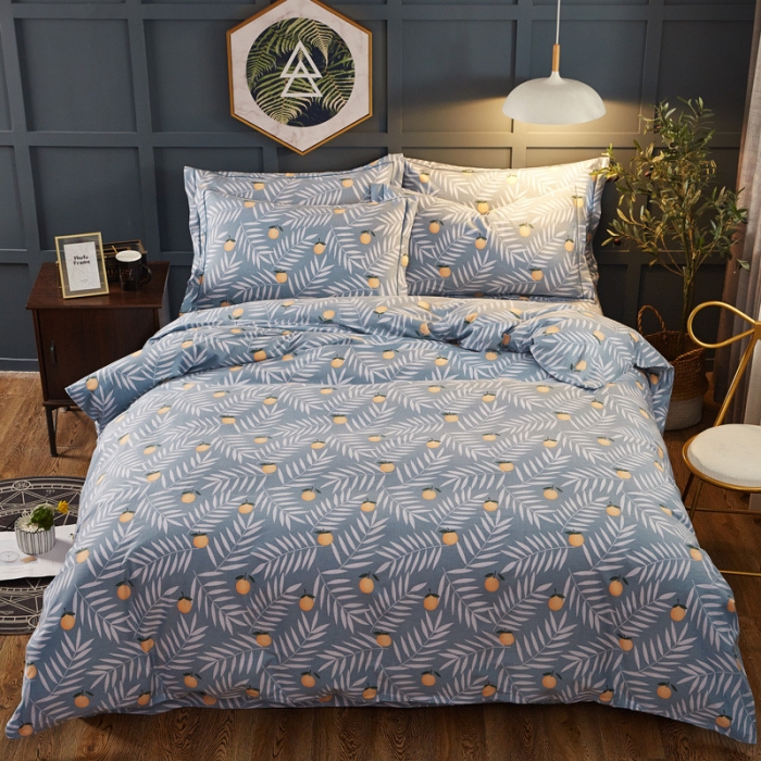 91家纺网 家纺一手货源 找家纺 雲归梦 2019新款多规格全棉加厚生态磨毛四件套 水果达人-灰