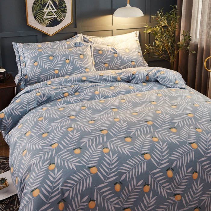 91家纺网 家纺一手货源 找家纺 雲归梦 2019新款多规格全棉加厚生态磨毛四件套 水果达人-灰