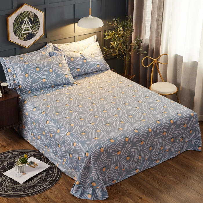 91家纺网 家纺一手货源 找家纺 雲归梦 2019新款多规格全棉加厚生态磨毛四件套 水果达人-灰