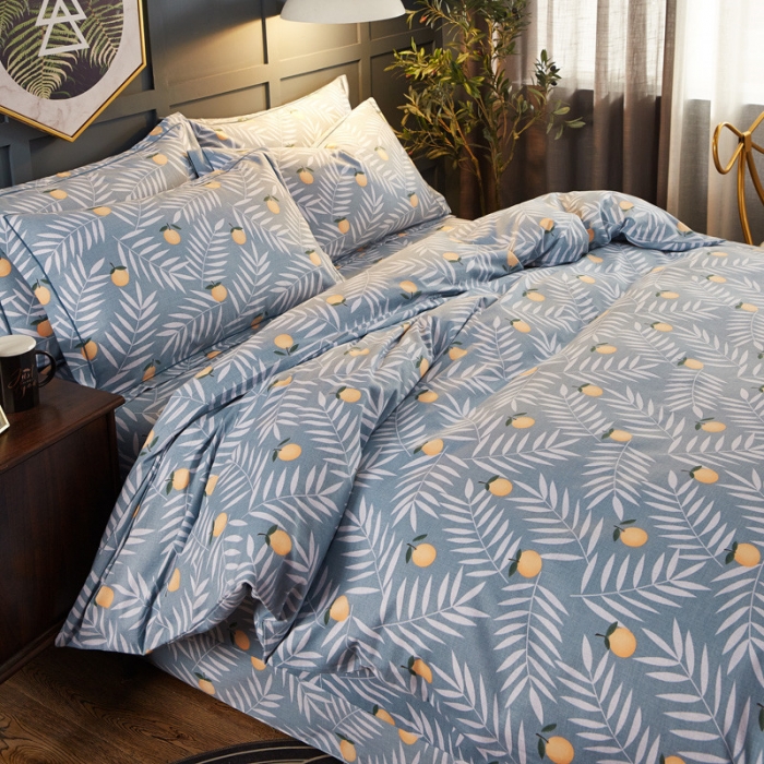 91家纺网 家纺一手货源 找家纺 雲归梦 2019新款多规格全棉加厚生态磨毛四件套 水果达人-灰