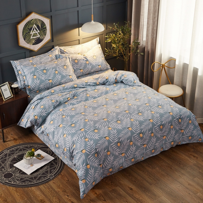 91家纺网 家纺一手货源 找家纺 雲归梦 2019新款多规格全棉加厚生态磨毛四件套 水果达人-灰