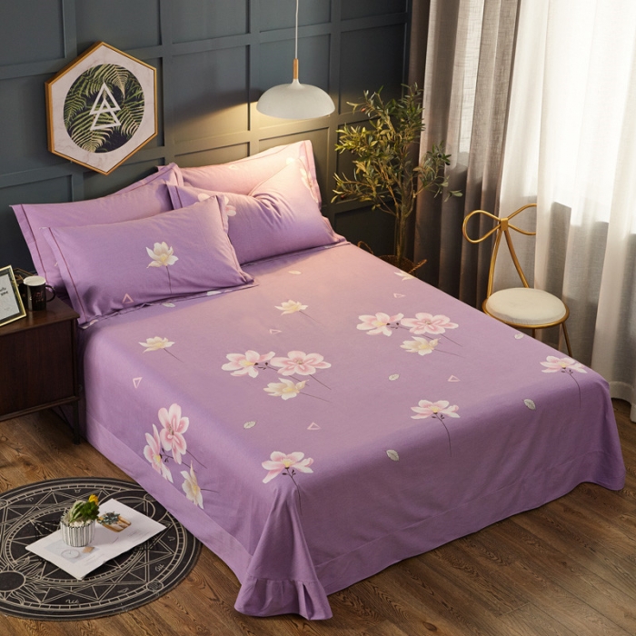 91家纺网 家纺一手货源 找家纺 雲归梦 2019新款多规格全棉加厚生态磨毛四件套 妩媚花影-紫