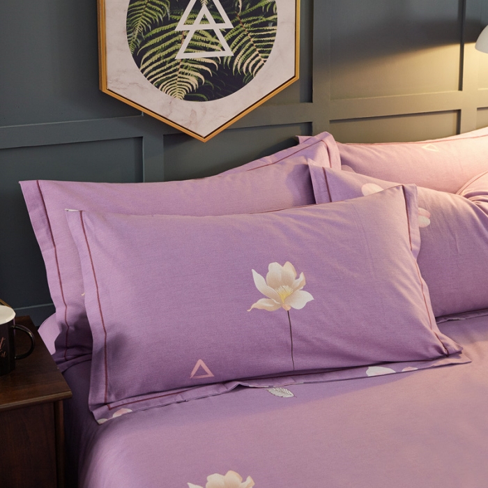 91家纺网 家纺一手货源 找家纺 雲归梦 2019新款多规格全棉加厚生态磨毛四件套 妩媚花影-紫