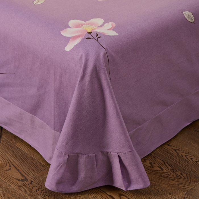 91家纺网 家纺一手货源 找家纺 雲归梦 2019新款多规格全棉加厚生态磨毛四件套 妩媚花影-紫