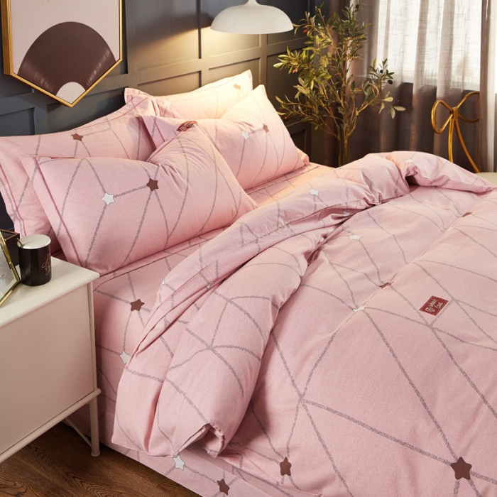 91家纺网 家纺一手货源 找家纺 雲归梦 2019新款多规格全棉加厚生态磨毛四件套 西子恋人-粉